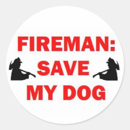 Red mijn hond brandweerman ronde sticker