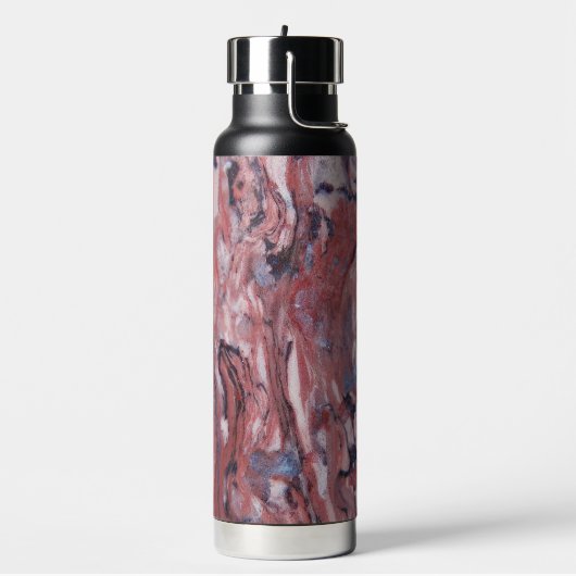 Red Mineral Stone Abstract Patroon Waterfles (Links)