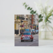 Red Mini Cooper briefkaart van de stad (Staand voorkant)