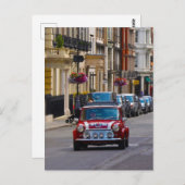 Red Mini Cooper briefkaart van de stad (Voorkant / Achterkant)