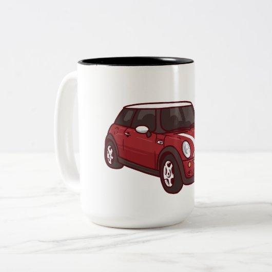 Red Mini Cooper Tweekleurige Koffiemok (Voorkant links)