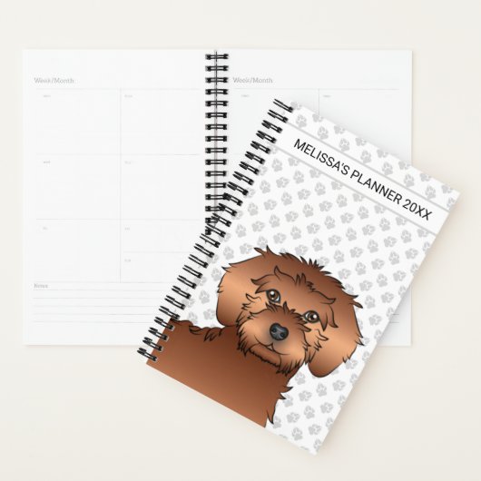 Red Mini Goldendole Cartoon Dog & Text Planner (Display)