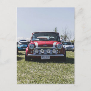 Red Mini tonneau, carte postale d'automobile vinta