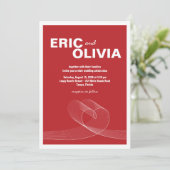 Red Minimalist Loopy Love Lines Wedding Invitation (Debout devant)