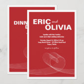Red Minimalist Loopy Love Lines Wedding Invitation (Devant / Derrière)