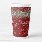 Red Mint Green Glitter Sparkle Kerstmis Latte Mok (Voorkant)