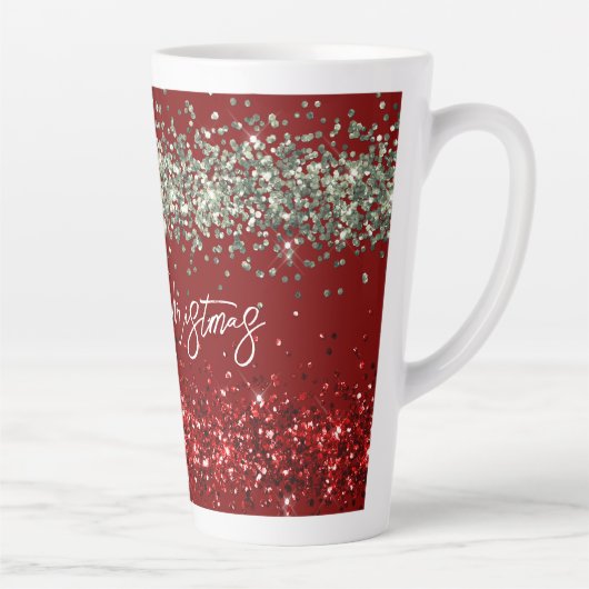 Red Mint Green Glitter Sparkle Kerstmis Latte Mok (Rechts)