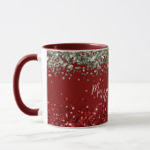 Red Mint Green Glitter Sparkle Kerstmis Mok (Links)