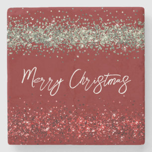 Red Mint Green Glitter Sparkle Kerstmis Stenen Onderzetter
