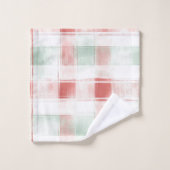 Red Mint Peppermint Mocha Plaid Stripes Christmas (Gant de toilette)