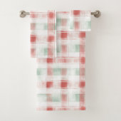 Red Mint Peppermint Mocha Plaid Stripes Christmas Bad Handdoek (Insitu)