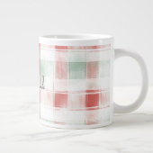 Red Mint Peppermint Mocha Plaid Stripes Christmas Extra Grote Beker (Rechts)