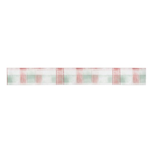Red Mint Peppermint Mocha Plaid Stripes Christmas Grosgrain Lint (Voorkant)