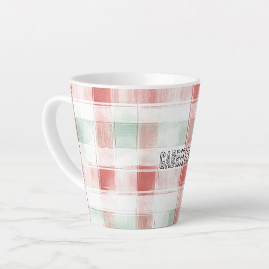 Red Mint Peppermint Mocha Plaid Stripes Christmas Latte Mok (Linkerhoek)
