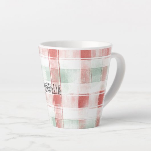 Red Mint Peppermint Mocha Plaid Stripes Christmas Latte Mok (Rechterhoek)