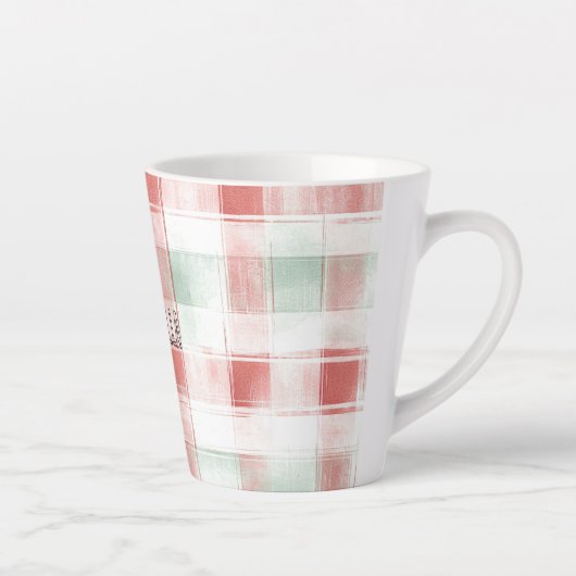 Red Mint Peppermint Mocha Plaid Stripes Christmas Latte Mok (Rechts)