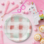 Red Mint Peppermint Mocha Plaid Stripes Christmas Papieren Bordje (Feest)