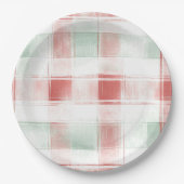 Red Mint Peppermint Mocha Plaid Stripes Christmas Papieren Bordje (Voorkant)