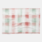 Red Mint Peppermint Mocha Plaid Stripes Christmas Theedoek (Horizontaal)