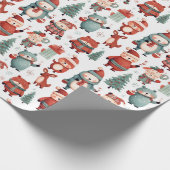 Red Mint Rendier Beer Santa Pattern Christmas Cadeaupapier (Hoek)