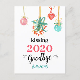 Red Mistletoe Kiss Vaarwel tot 2020 Do-over Funny Feestdagenkaart