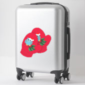 Red Mittens | Owl en Holly Large Sticker (Koffer)