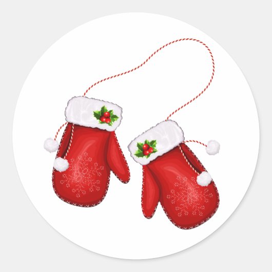 Red Mittens Ronde Sticker (Voorkant)