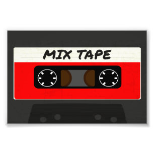 Red Mix-tape - geïnspireerde 80 en 90-inch retroa Foto Afdruk