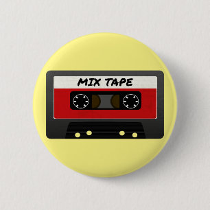 Red Mix-tape - geïnspireerde 80 en 90-inch retroa Ronde Button 5,7 Cm