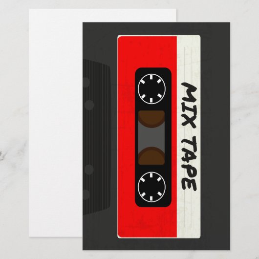 Red Mix-tape - geïnspireerde 80 en 90-inch retrosp Briefpapier (Voorkant / Achterkant)