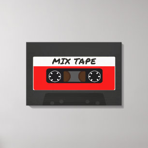 Red Mix-tape - geïnspireerde 80 en 90-inch retrosp Canvas Afdruk