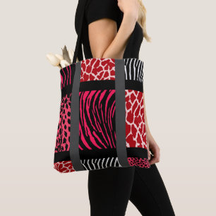 Red Mixed Animal Print Draagtas