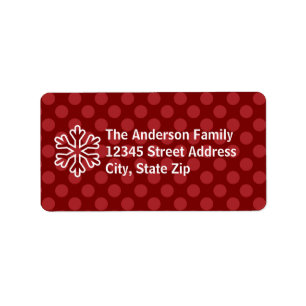 Red Mod Stippen Snowflake - Adres Label