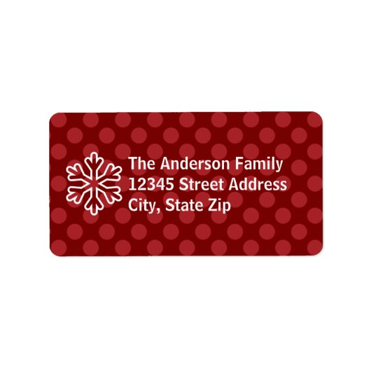Red Mod Stippen Snowflake - Adres Label (Voorkant)