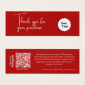 Red Modern Bedankt voor uw aankoop Mini Visitekaartjes (Voorkant /achterkant)