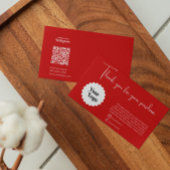Red Modern Bedankt voor uw aankoop Visitekaartje