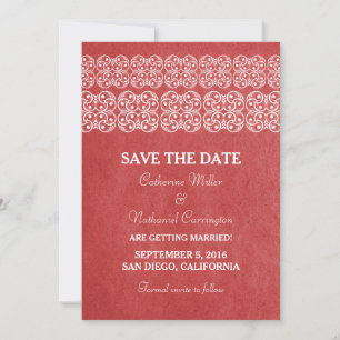Red Modern Bohemian Save the Date Invitation