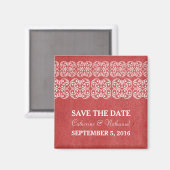 Red Modern Bohemian Save the Date Magnet (Recto/Verso)