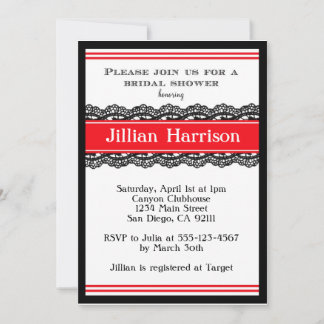 Red Modern Bridal Wedding Shower-uitnodigingen Kaart