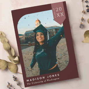 Red Modern Chic Photo Graduation Party Invitation