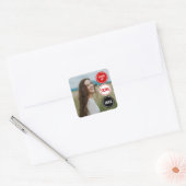 Red Modern Circles Foto Afstuderen Vierkante Sticker (Envelop)