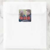 Red Modern Circles Photo Save the Date Stickers (Sac)