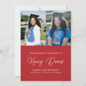 Red Modern Class Jaar van en Foto Afstuderen Aankondiging (Achterkant)