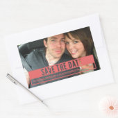 Red Modern Cut Out Enregistrer Stickers Date (Enveloppe)