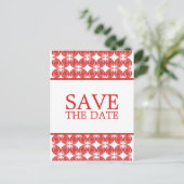 Red Modern Deco Enregistrer la carte postale Date (Debout devant)