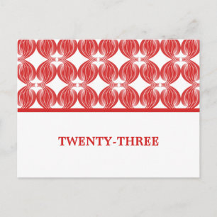 Red Modern Deco Table Number Briefkaart