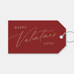 Red Modern Elegant Script Happy Valentine Day Cadeaulabel