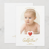 Red Modern Heart Golden Effect Godfather (Voorkant / Achterkant)