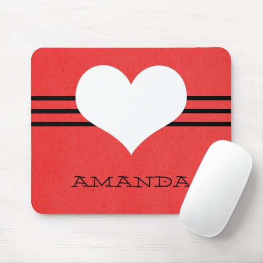 Red Modern Heart Mousepad Muismat (Met muis)