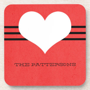 Red Modern Heart Onderzetter set